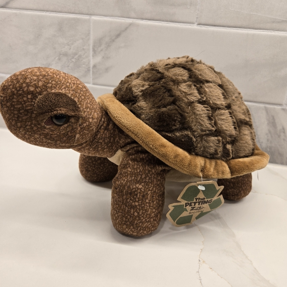 The Petting Zoo Brown Turtle Plush Stuffed Animal 11 Inches New